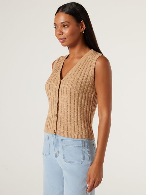 Lindsey Knit Vest, Caramel Marle, hi-res