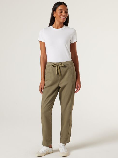 Evelyn Relaxed Pants, Khaki, hi-res
