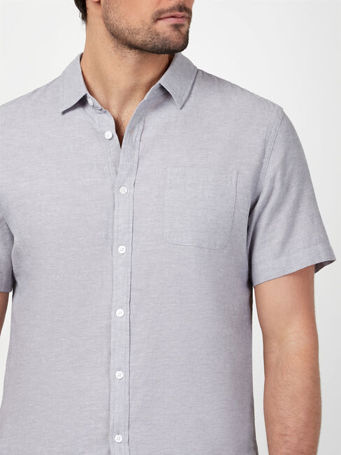 Wolf Textured Short Sleeve Shirt, Grey, hi-res