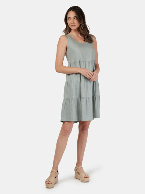 Georgia Tiered Dress, Green, hi-res