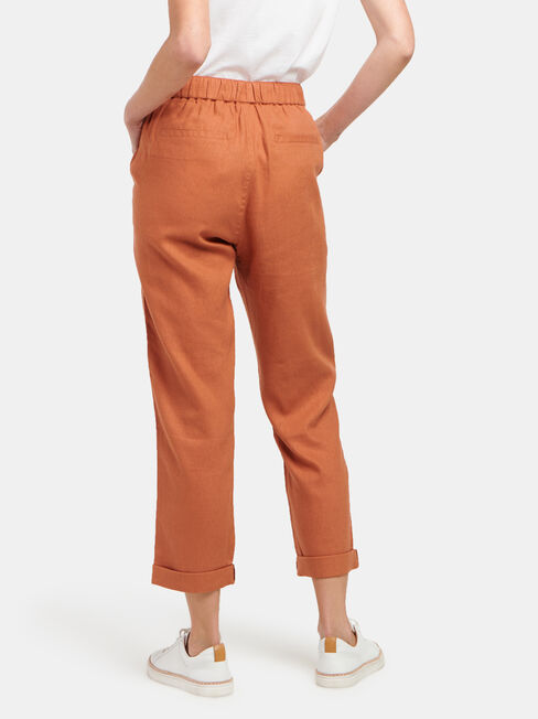Linen Blend Pant, Orange, hi-res