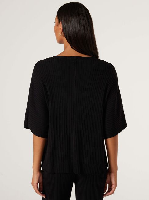 J-Luxe Chunky Ribbed T-Shirt, Black, hi-res