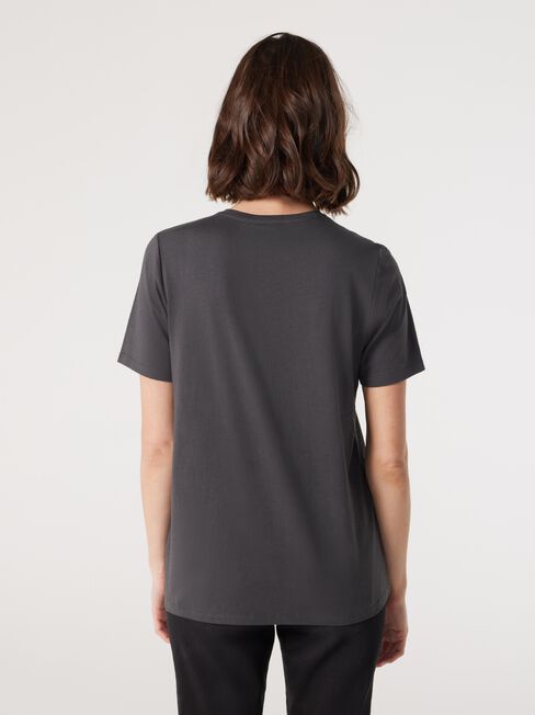 Erin Stud Detail Tee, Grey, hi-res
