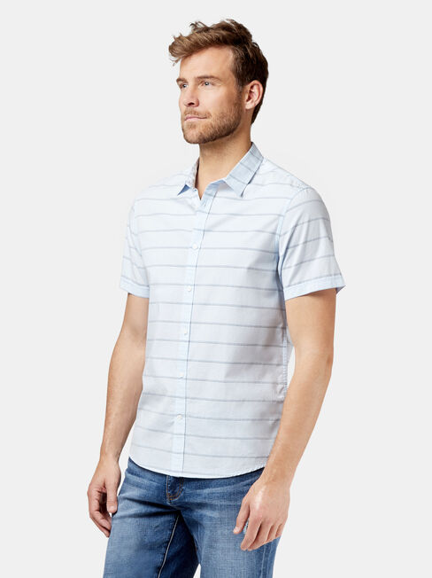 Sanford Short Sleeve Stripe Shirt, Blue, hi-res
