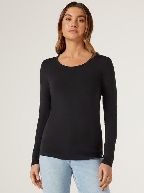 Charlotte LS Tee, Black, hi-res