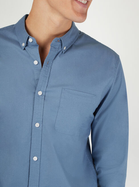 Heston Oxford Long Sleeve Shirt, Blue, hi-res
