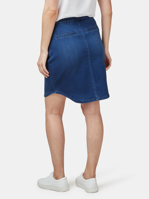 Lulu Luxe Lounge Knee Length Skirt, Mid Indigo, hi-res