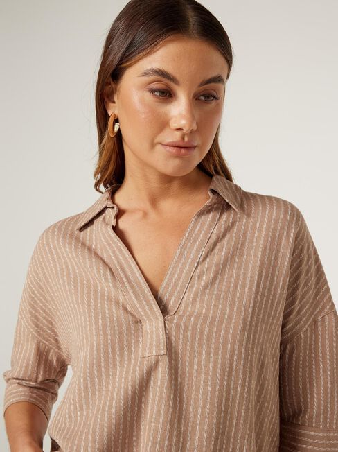 Violet Tunic Shirt, Brown, hi-res