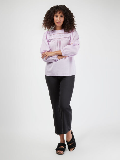 Siri Lace Detail Top, Purple, hi-res