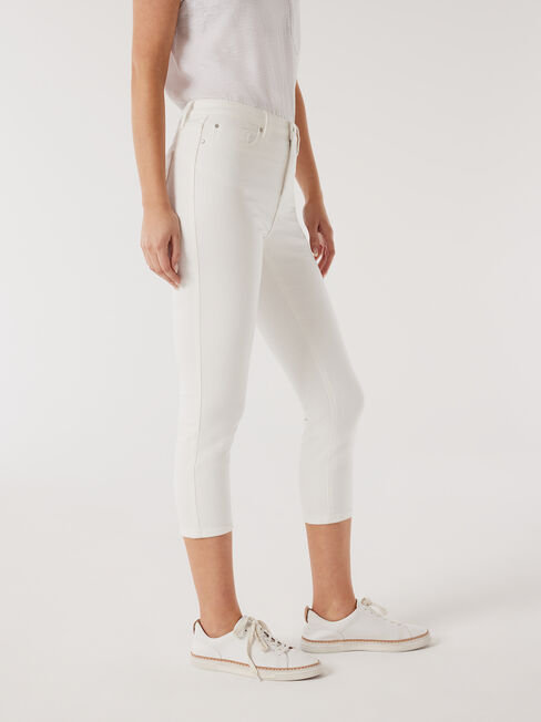 Kara Mid Waist Skinny Capri, White, hi-res