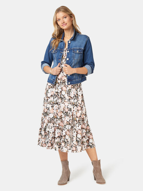 Scarlett Long Sleeve Midi Dress, Floral, hi-res