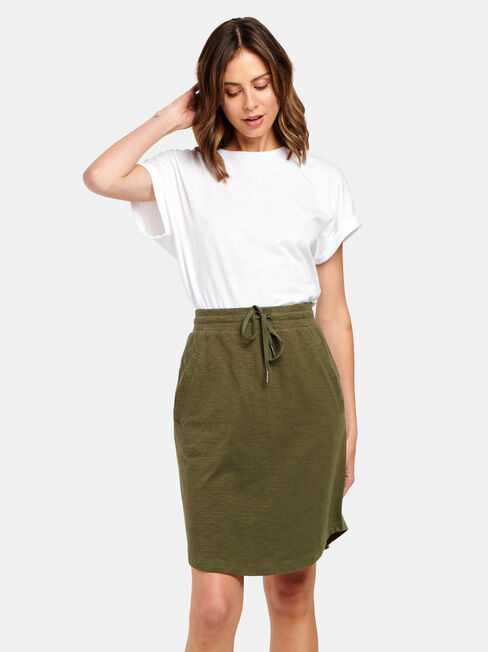 Julie Jersey Slub Skirt, Green, hi-res