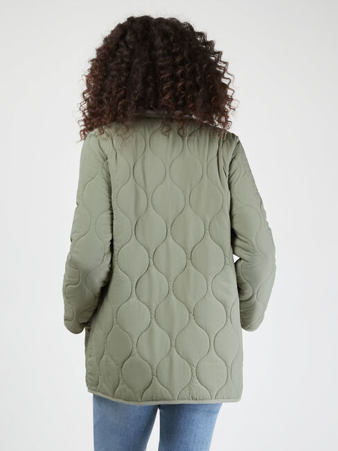 Priya Quilted Jacket, Green, hi-res