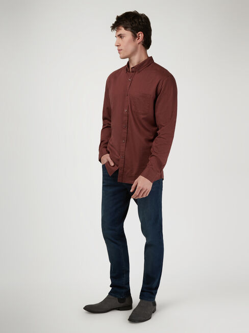 Brody Textured Long Sleeve Shirt, Red, hi-res