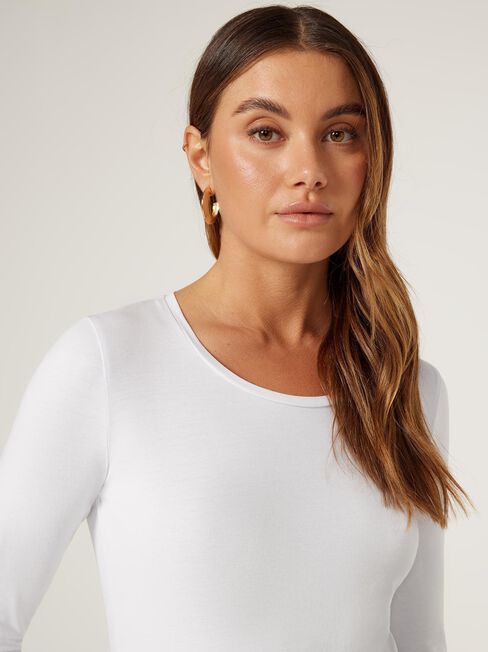 Charlotte Long Sleeve Tee, White, hi-res