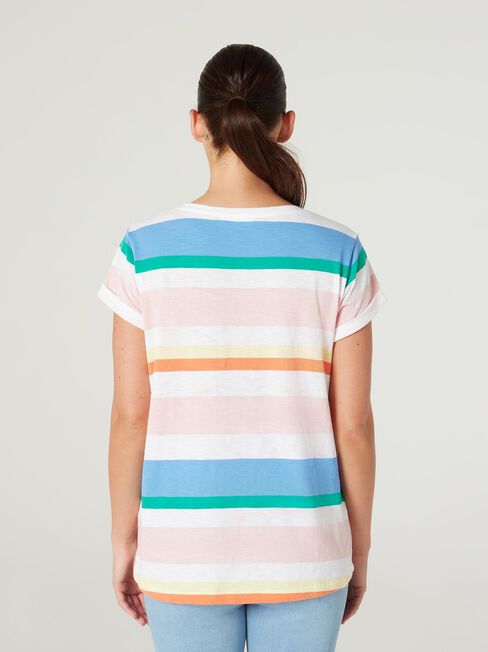 Essential Slub Pocket Tee, Orange Stripe, hi-res