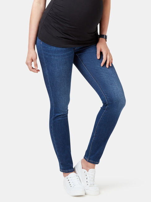 Maternity Skinny Jeans, Mid Indigo, hi-res