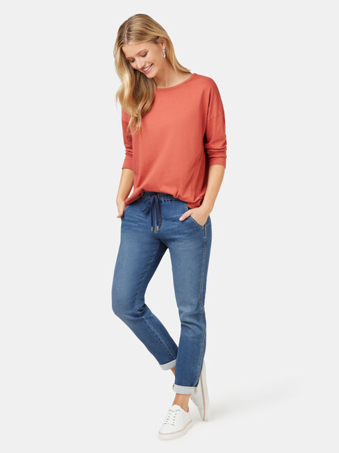 3/4 Sleeve Drop Shoulder Tee, Pink, hi-res
