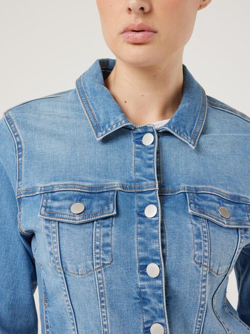 Classic Stretch Denim Jacket, Light Vintage, hi-res