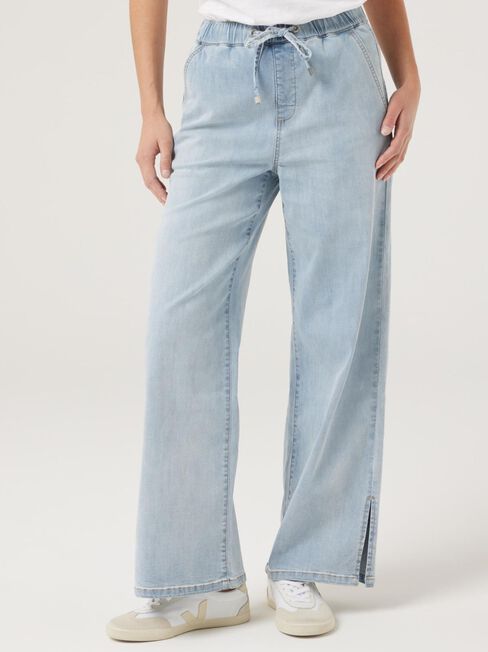 Hayley J-Luxe Split Hem Wide Leg Jeans, Light Indigo, hi-res