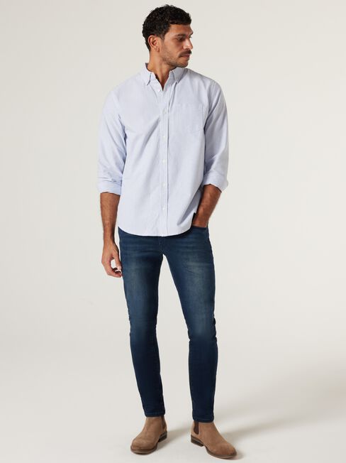 Austin Stripe Shirt, White/Blue Stripe, hi-res