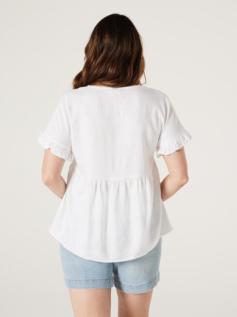 CONNIE  BUTTON THROUGH MATERNITY TOP, White, hi-res