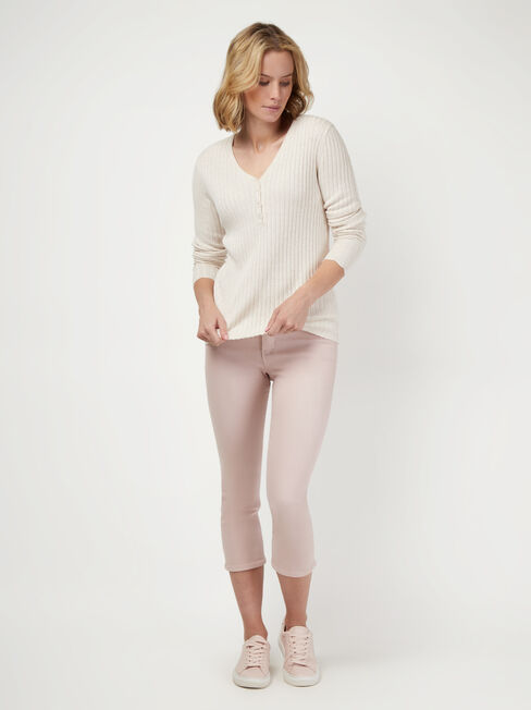 Hayley Henley Pullover, White, hi-res