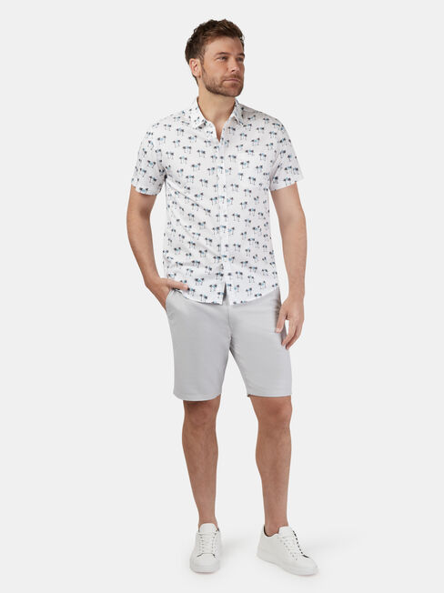 Valley Short Sleeve Print Shirt, White, hi-res