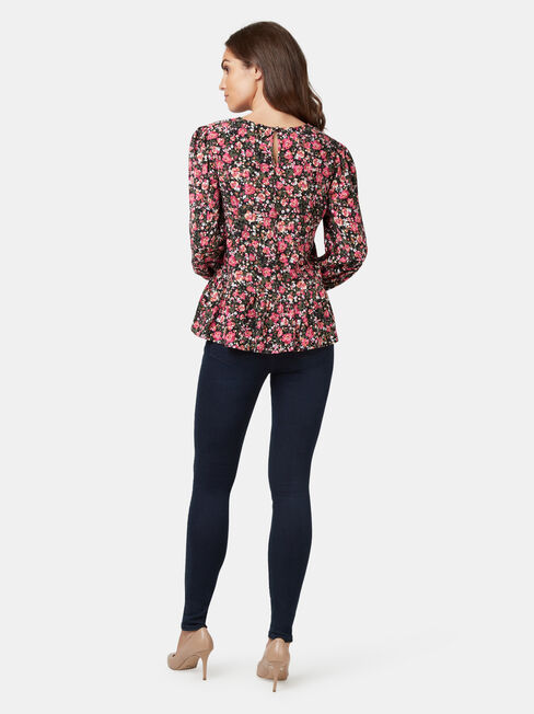 Penelope Peplum Hem Top, Floral, hi-res