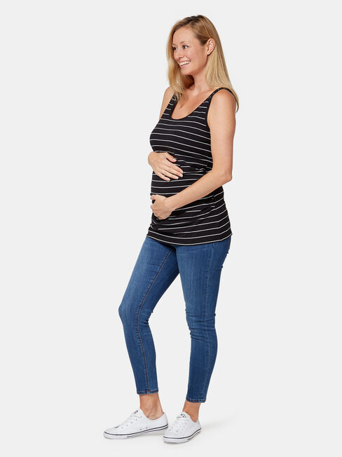 Lola Maternity Cotton Basic Tank, Stripe, hi-res