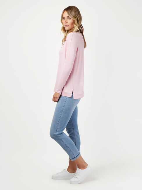 Vivienne V-neck Soft Touch Pullover, Pink, hi-res