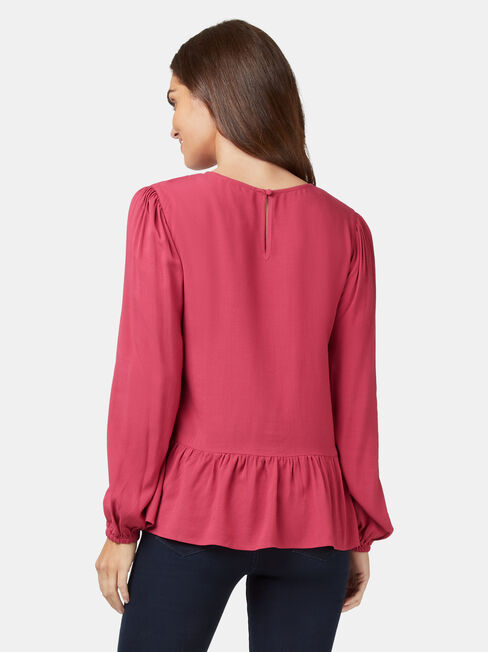 Penelope Peplum Hem Top, Red, hi-res