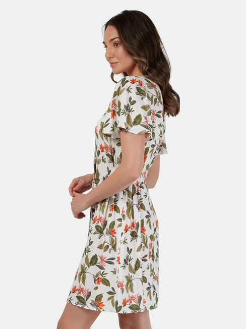 Bianca Button Through Dress, White, hi-res