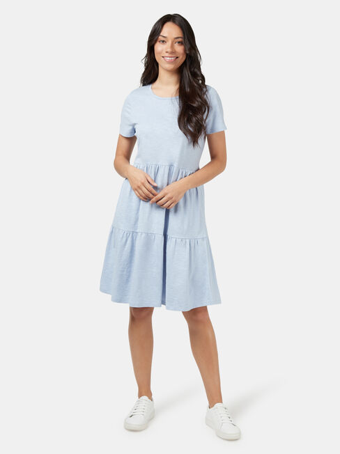 Alice Tiered Jersey Dress, Blue, hi-res
