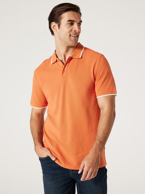 Nash Tipped Short Sleeve Polo, Orange, hi-res