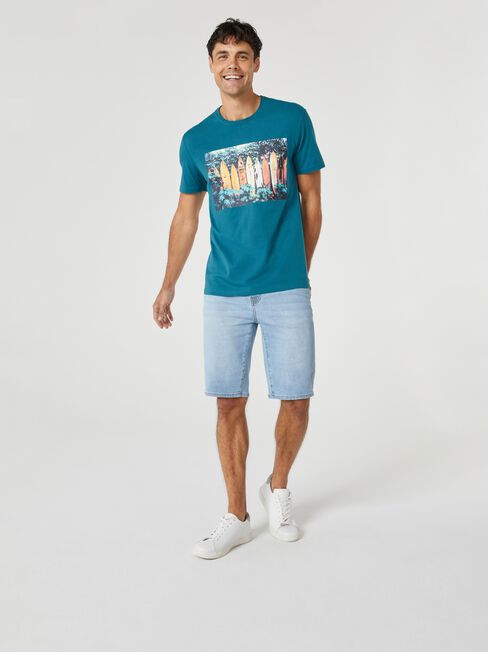 SS Brooks Print Crew Tee, Grey, hi-res