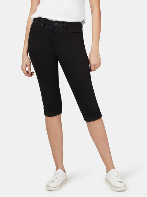 Mid Waisted Pedal Pusher, Black, hi-res