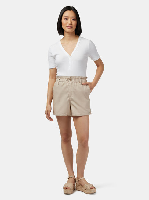 Cotton Paperbag Short, White, hi-res