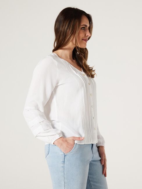 Everlie Pintuck Top, White, hi-res