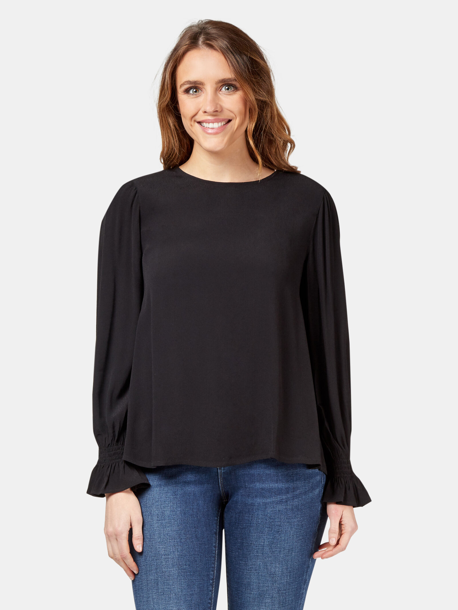 High low black blouse top