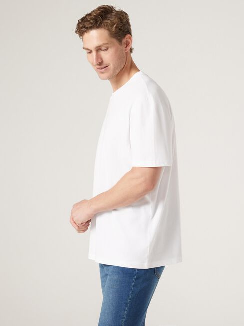 Ace Relaxed Fit Basic Crew Tee, White, hi-res