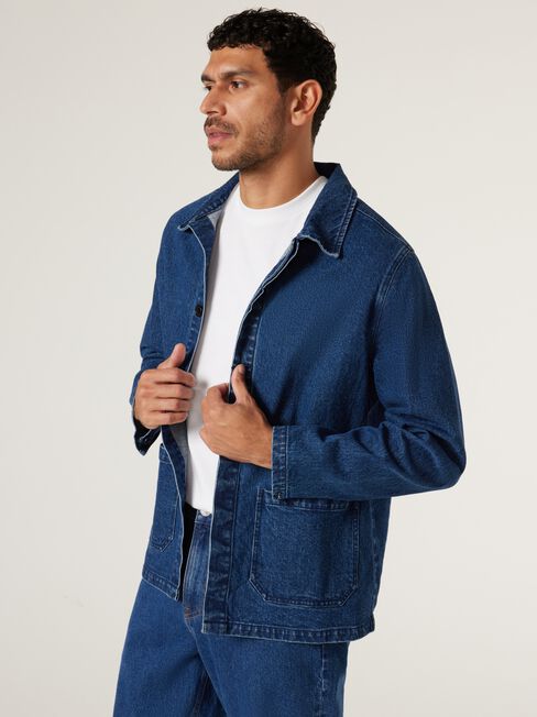 Milan Denim Overshirt, Bright Indigo, hi-res