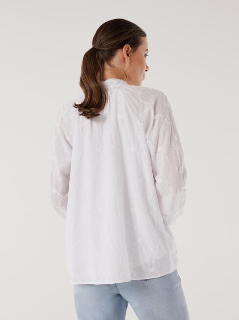 Clarissa Embroidered Top, White, hi-res