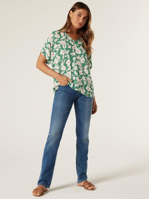 Jemima V-Neck Blouse, Emerald Green, hi-res