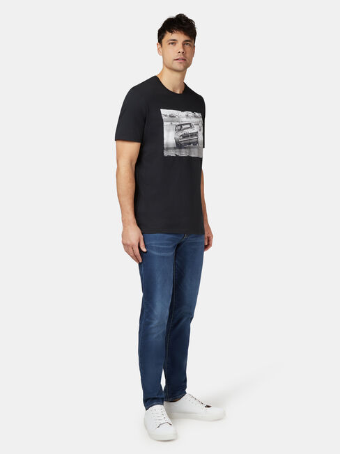 Monaro HT Short Sleeve Print Crew Tee, Black, hi-res