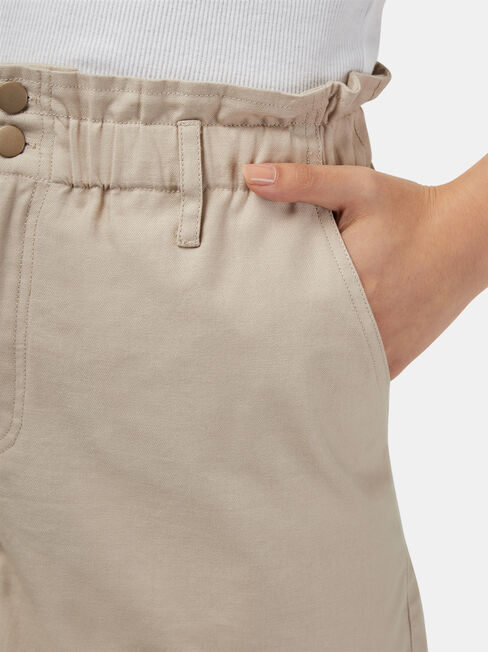 Cotton Paperbag Short, White, hi-res