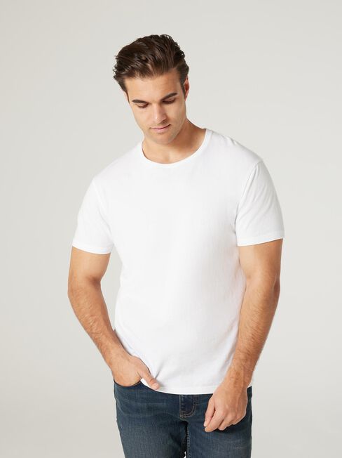 Basic Short Sleeve Tee, White, hi-res