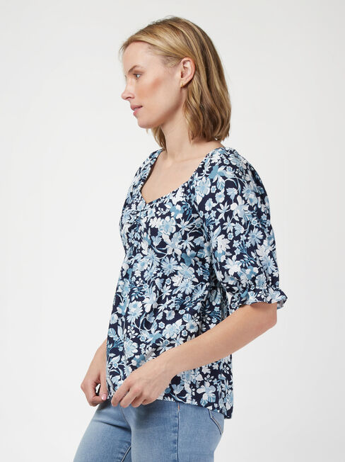 Daphne Sweetheart Neck Top, Floral, hi-res