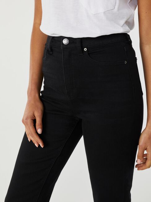Sienna High Waisted Slim Straight Jeans, Black, hi-res