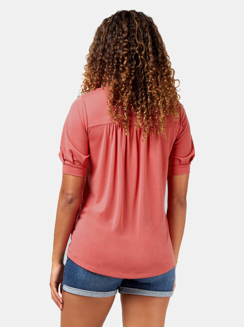 Annie Puff Sleeve Top, Red, hi-res